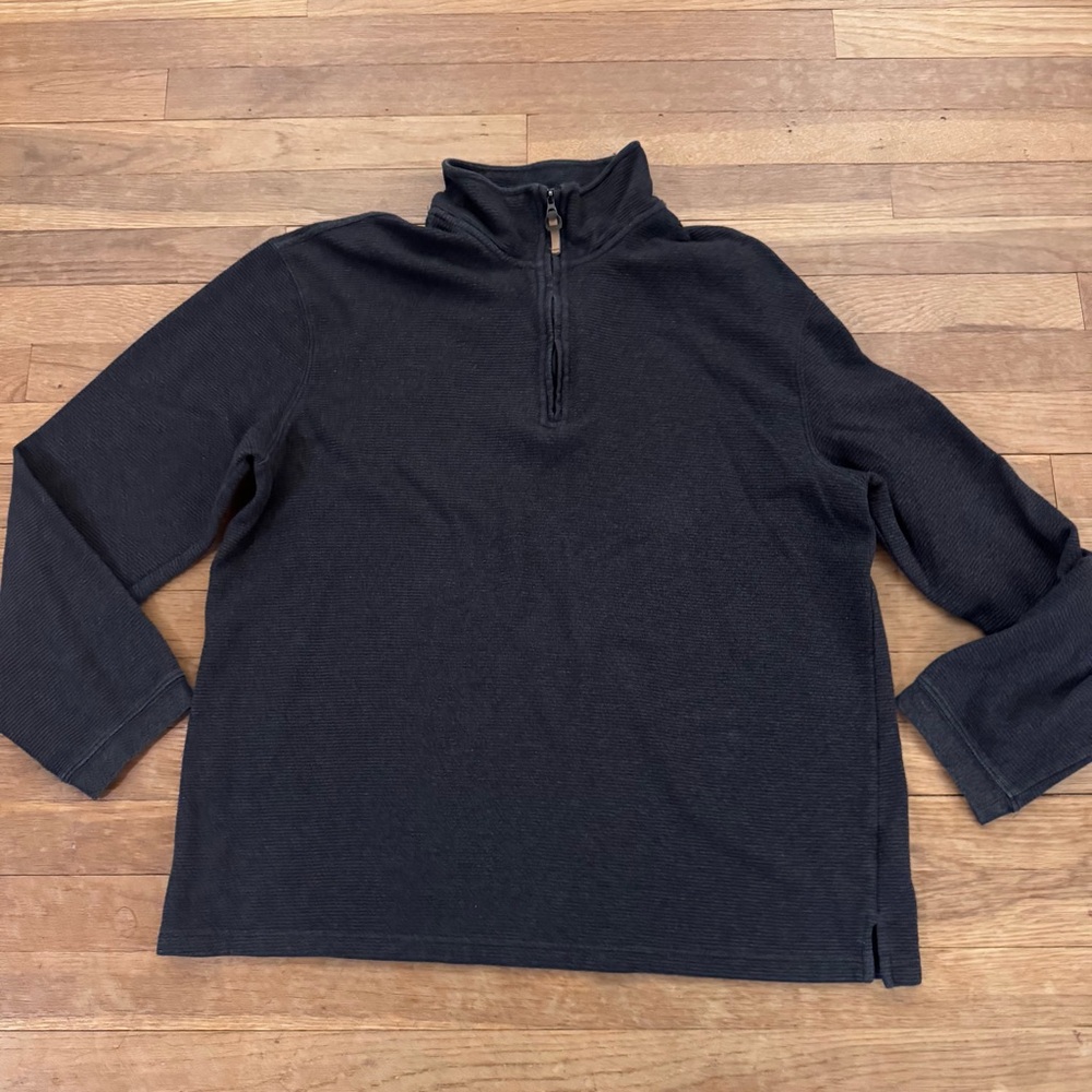 Hudson River Women's Black Grey Ribbed Quarter Zip Pullover - Size L